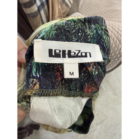 Lez‎ a Lez Silk Dress Womens Medium Multicolor Lotus Floral Sleeveless Sheath - Picture 6 of 9